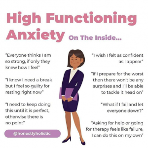 High Functioning on the Inside shows a confident woman who feels very different behind the facade, troubled by self-doubts not visible to others