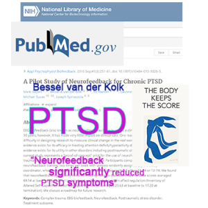 Neurofeedback significantly reduced PTSD symptoms according to Bessel van der Kolk in "The Body keeps the Score"