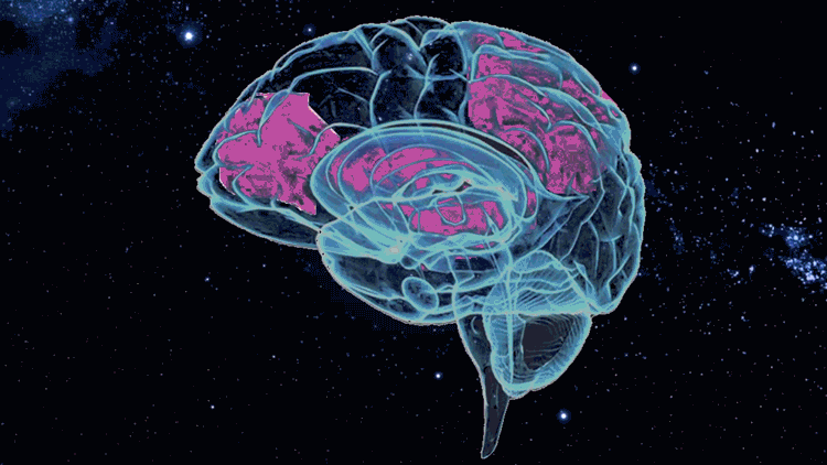 Brain with supernova in the background for neurofeedback and adhd