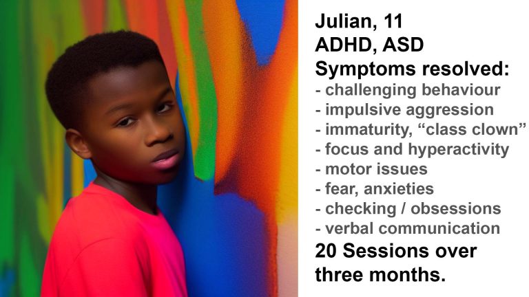 Julian, 11, ADHD and suspected ASD, transformed behaviour, focus, motor skills and verbal communication in 20 neurofeedback sessions over three months